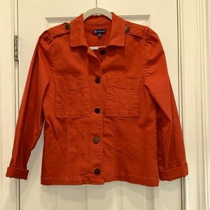Democracy Rust Colored Denim Jean Jacket Seam Detail & Front Chest Pockets sz.M